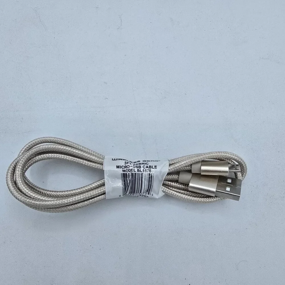 Wireless Gear 3FT Micro USB Fabric Cable - White Gold